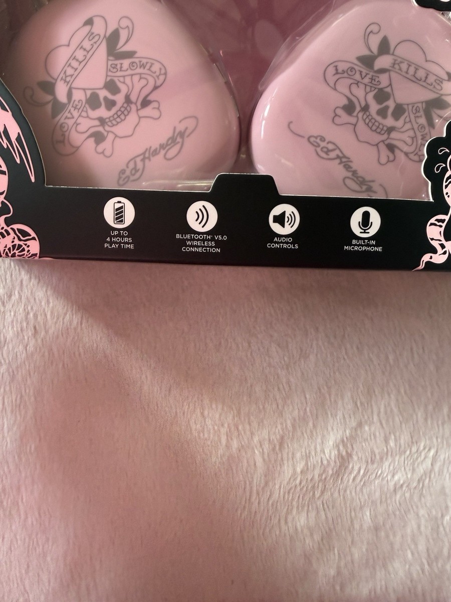 ED HARDY Bluetooth Wireless Headphones Pink Love Kills Slowly | eBay