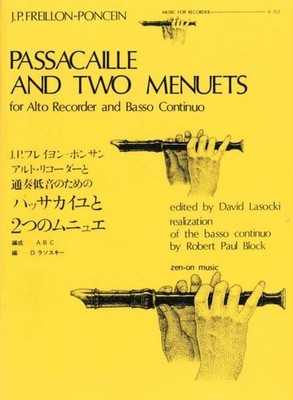 Passacaille and Two Menuets R 152 Score and parts treble recorder and basso cont