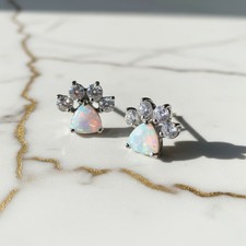 Opal Ohrstecker Silber – Pfoten Ohrringe, Kristall, Edelstein, Heilstein, Damen