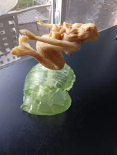 Vtg J Tupton Mermaid Resin Sculpture 8"  Green Water Splash Nude Siren