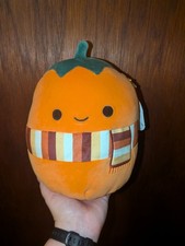 Original Squishmallows 8" Kalani The Pumpkin with Scarf Halloween Squad