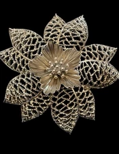 VTG Emmons Silvertone Large Flower Brooch