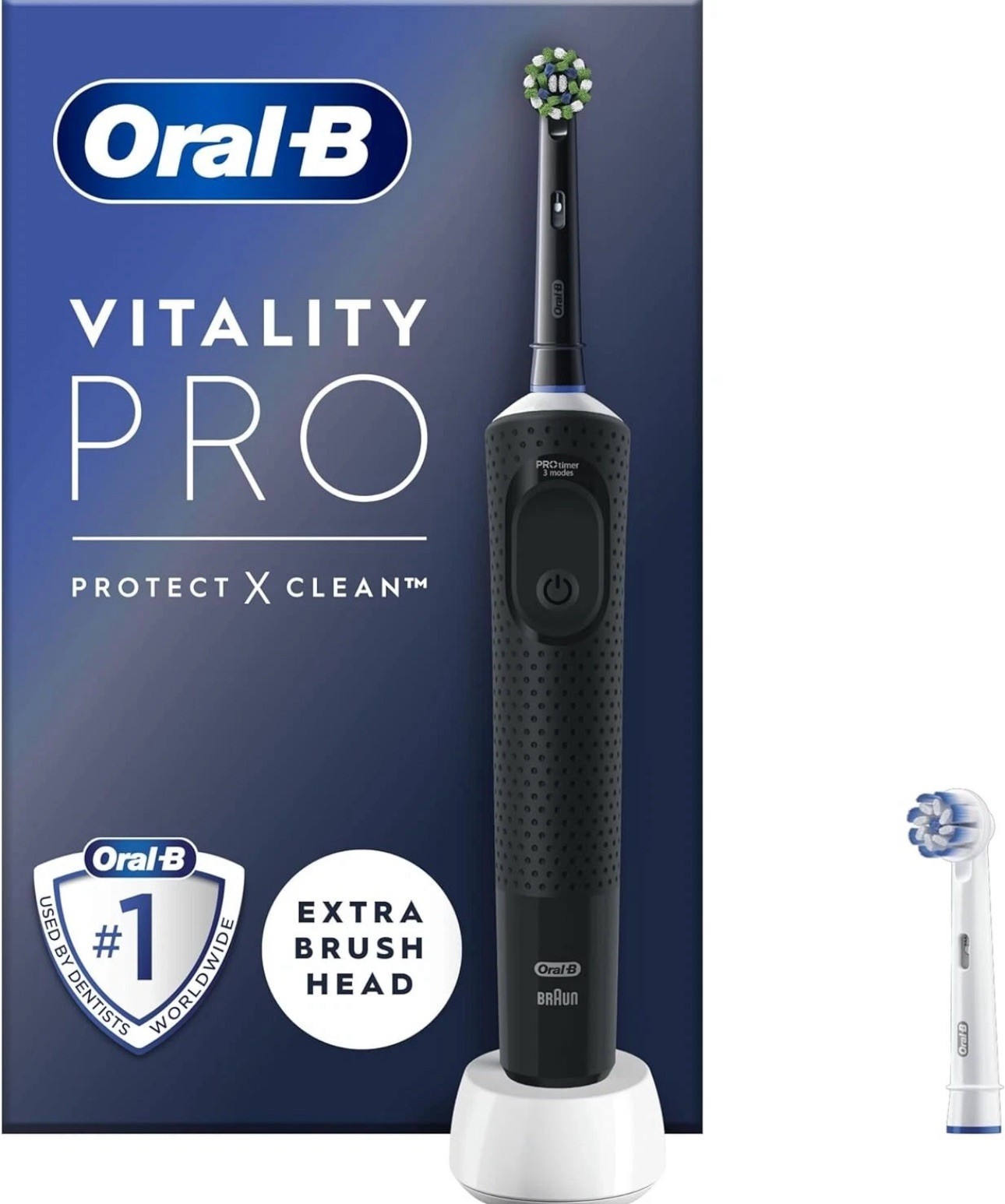 Oral-B: Vitality Pro Deep Clean Edition. Black. One brush head. Box opened/worn. - Image 19
