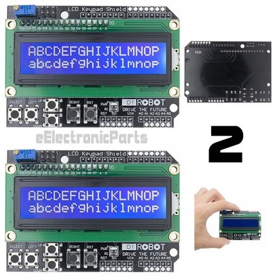 2pcs 1602 LCD Keypad Shield Blue Backlight Arduino UNO Mega2560 HD44780 Display