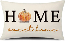 Fall Pillow Cover 12x20 Sweet Home Pumpkin Throw Pillow Autumn Decorative Lumbar