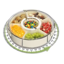 JIEZRIN Divided Serving Tray with Lid and Handle Portable Snackle Box for Veg...