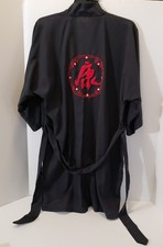 Vtg 1960's  70's Men's S Black Kimono-style Robe Made by Health of Shanghai China