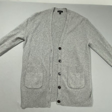 J Crew Sweater Wool Cardigan Long Donegal Flecked Gray Womens Medium