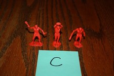 Matched Set of All Three Vintage MPC Red Cavemen for Dinosaurs C - Marx, Winneco