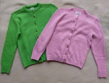 2 Vintage 1960s Sweaters Primsyle  Turbo Brand Pink  Green Acrylic Preppy Sz S