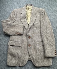Stafford Harris Tweed Wool Herringbone Blazer Sport Coat Mens Sz 42R Brown READ