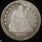 1858 Liberty Seated Quarter - About Good Details