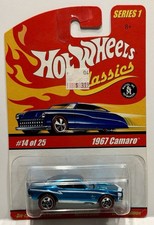 Hot Wheels Classics Series 1 ~ 1967 Camaro Redlines 5-Spoke Teal Blue Chrome
