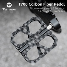 West Biking Carbon Fiber Body Bike Bicycle Pedals 3 Bearing Titanium Axis A Pair West Biking Carbon Fiber Body Bike Bicycle Pedals 3 Bearing Titanium Axis A Pair