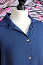 Italian Made Mid Blue Summer Tunic Shirt Dress with Ruffle Sleeves size UK 18-20