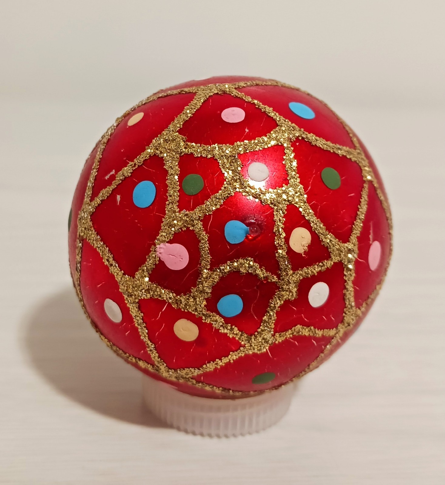 Vintage Christmas Cali Col Red Fish Scale Dot Round Glass Ornament | eBay