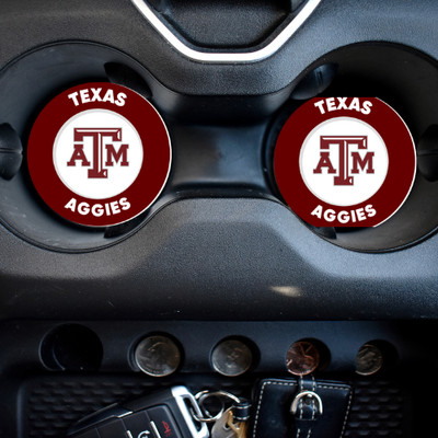 Texas A&M Aggies Car Coasters | Neoprene (Rubber) Coasters -Car Cup holder Decor