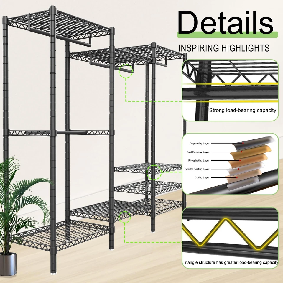 Armario Portátil Armario Resistente Perchero, Armario Independiente Organizar... Foto 3 de 4