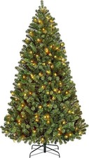 6ft Pre-lit Christmas Tree with 300 Warm White Lights, Green