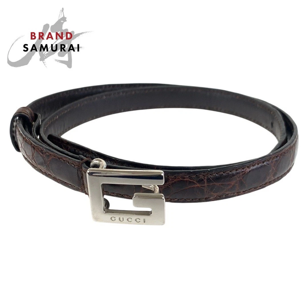 Raccords GUCCI 70 cm/28 pouces marron argent crocodile 037 194 0969 5 bon état