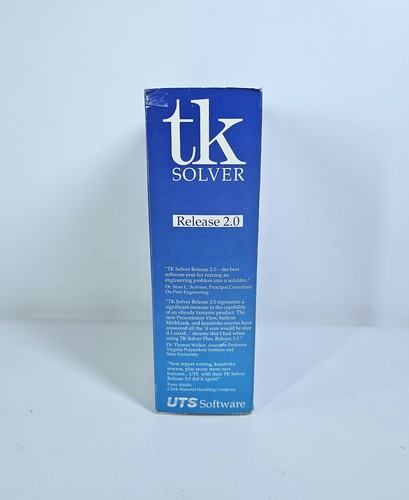 TK Solver Release 2.0 By UTS Software - 5.25" Floppy | eBay