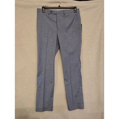 DKNY Dario Mens Dress Pants 33×32 Light Blue Textured Slim Fit NEW