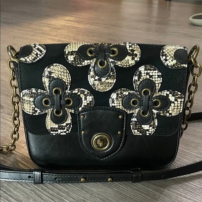 Lauren Ralph Lauren Millbrook  Black Leather Crossbody with Chain