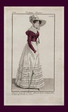 1824 Georgian Regency Costume Parisien Ladies Fashion Plate (2236) Broderie Trim