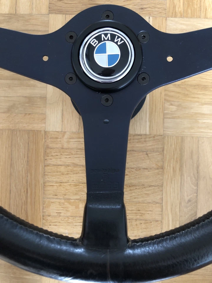 Momo Prototipo S Sportlenkrad Leder BMW 2002 Alpina E9 CSL E3 E21 Nabe S152 155 - Bild 2 von 4
