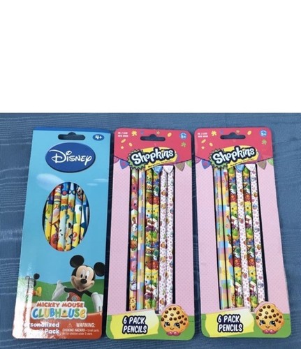 2 Pkg. Shopkins And 1 Mickey Mouse No. 2 Pencils-6 Pack Per Pkg New In Package - Picture 2 of 8