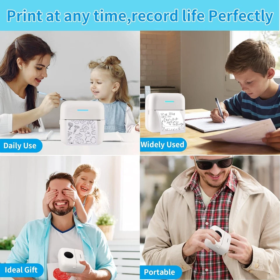 HuiJuKeJi X5 Mini Sticker Printer Bluetooth Smart Pocket Inkless Thermal - White - Image 2 of 4