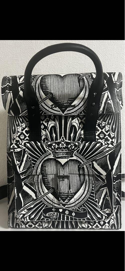 Dr. Martens Leather Backpack Playing Card Print Casual Square Black Bag Unisex image 9