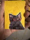 Cat ACEO CARD PAINTING 2.5 X 3.5 Original — photo 2