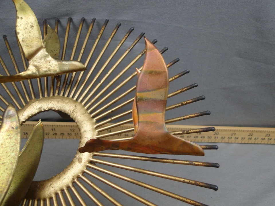 Vintage Curtis Jere Birds in Flight Sunburst Metal Wall Art Sculpture MCM - Image 4 of 4