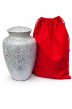 Adult Cremation Urn Silver Glitter Iridescent Funeral Urn for Human Ashes w/ Bag
