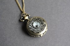 NEW Fashion Pocket Watch Pendant Vintage Necklace Chain Quartz Engraved 30"
