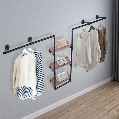 Clothing Rack Rustic Garment Hanging Industrial Pipe For Clothing Retails Store