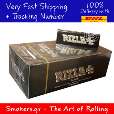 1x Box Rizla Black Cut Corners Cigarette Rolling Papers Box of 50 Booklets