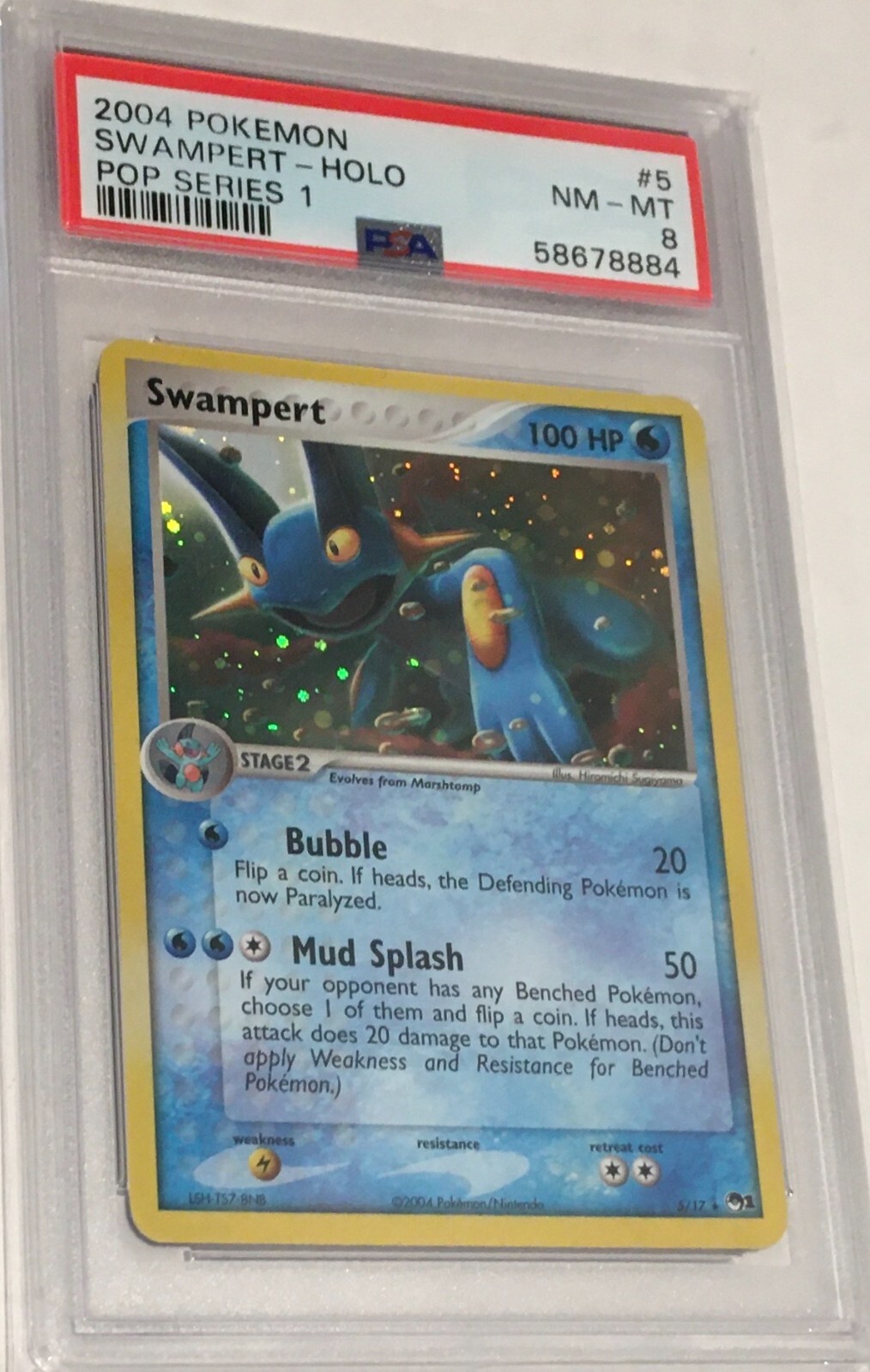 2004 Pokemon POP Series 1 Promo PSA 8 Swampert Holo #5 FRESHLY GRADED