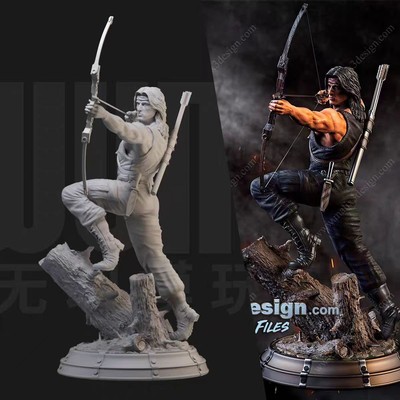 Stallone Rambo  3D Druck - Resin Figur Harz Weiß Modell