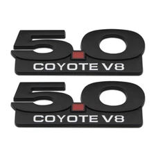 2x Metal Black 5.0L COYOTE V8 Car Logo 5.0 GT Emblem Sport Racing Badge Sticker
