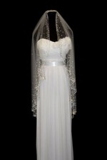 One Layer Wedding Veil White Ivory Champagne Bridal Veil fingertip length 09