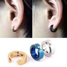 1/2/5 Pair Non-Piercing Clip Ear Stud Cuff Hoop Hiphop Stainless Steel Earrings