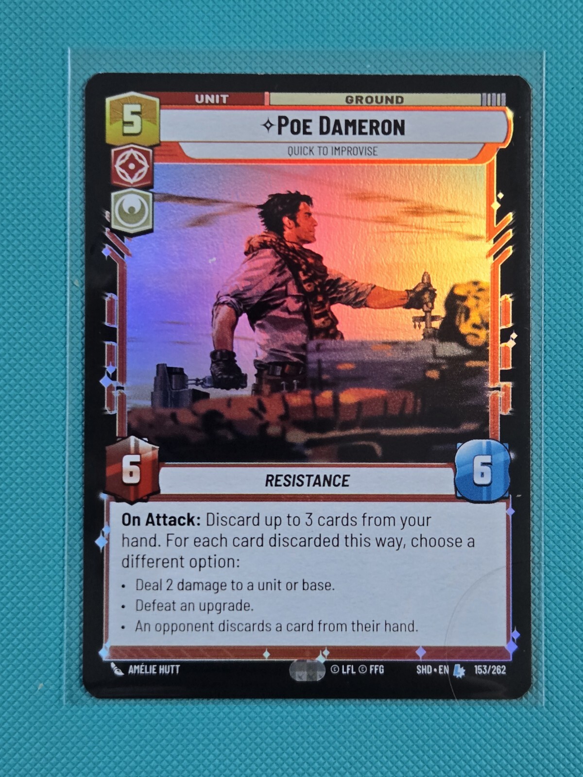 Star Wars Unlimited Shadows Of The Galaxy Poe Dameron 153/262 Legendary Foil