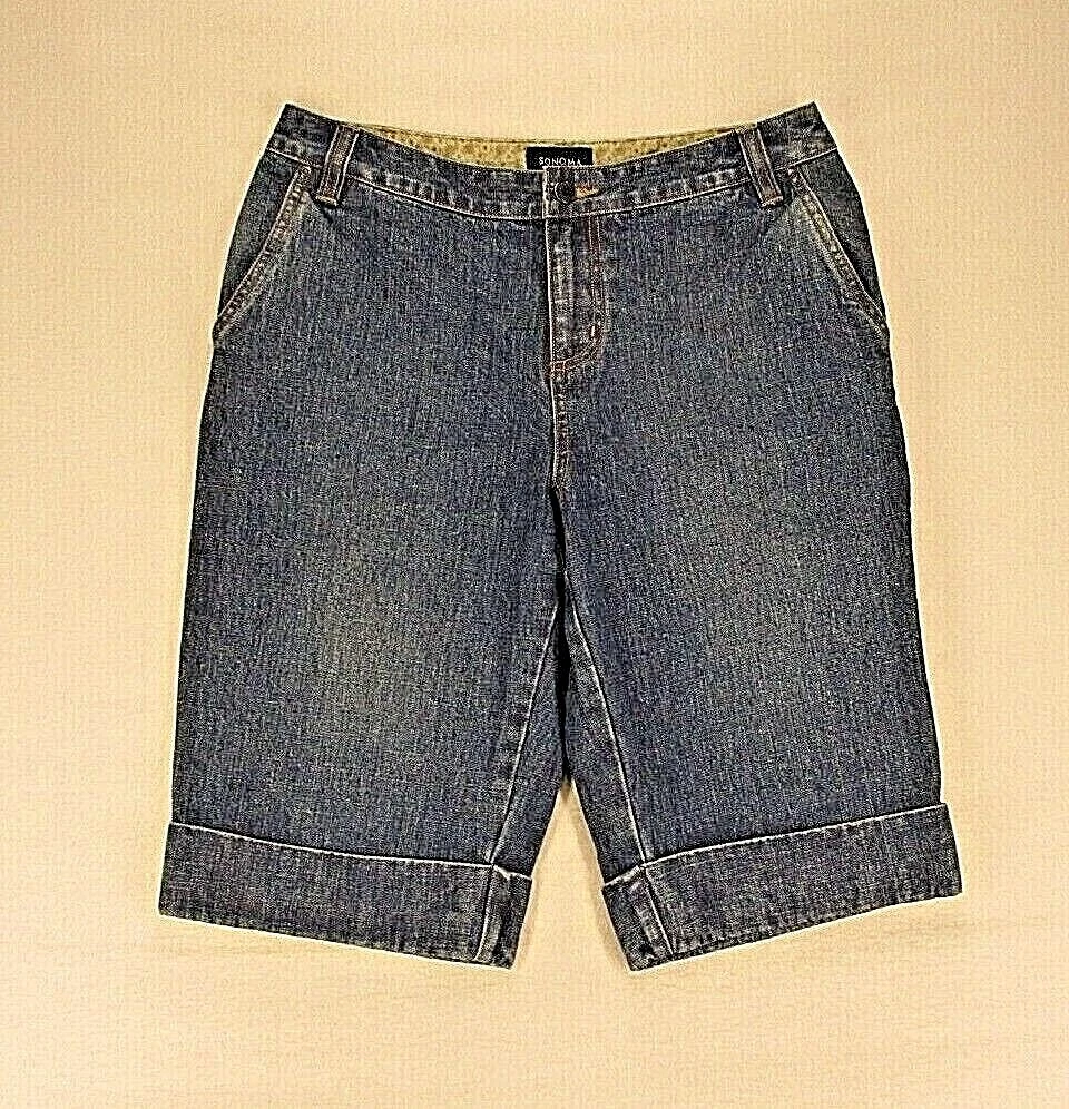 Sonoma Bermuda Jean Shorts Women s 8 Cotton Blue Medium Wash