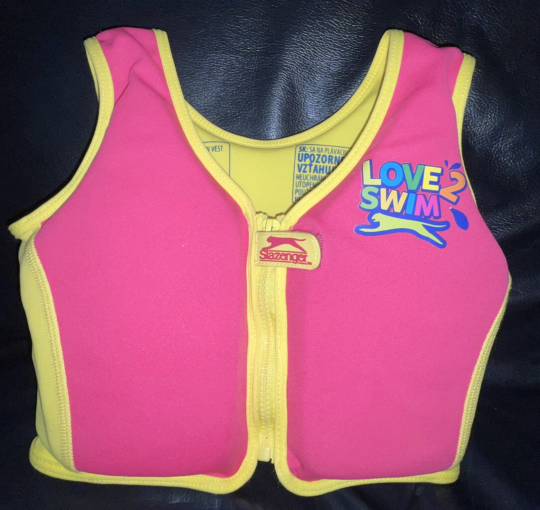 AGE 2-3 YEARS 15-18KGS PINK AND YELLOW SWIMVEST FLOAT SLAZENGER