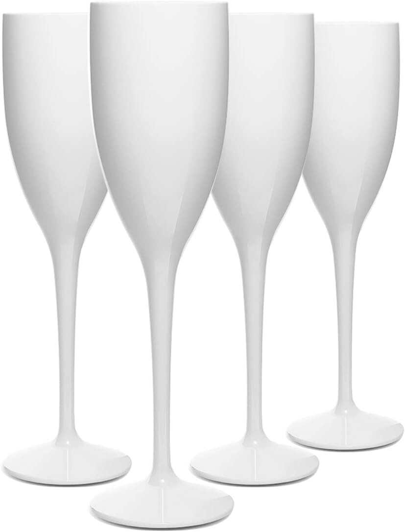 12 Stück Mehrweg Sektgläser in weiß, 150ml