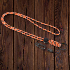 20" Paracord Lanyard Neck Keyring Cord Strap Badge Holder Camouflage Orange