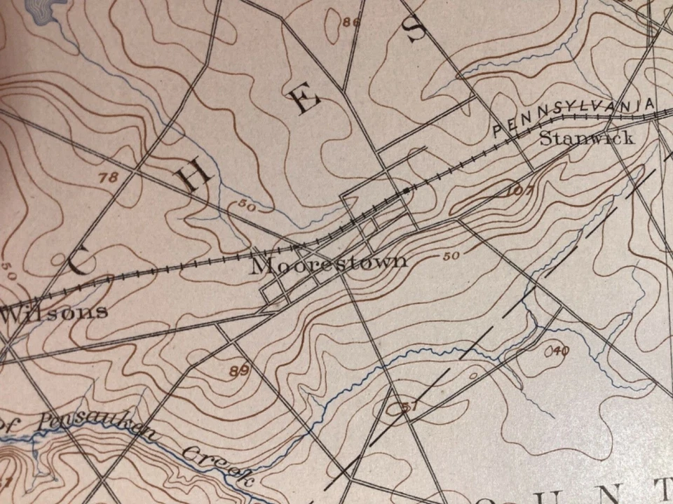Mapa original del USGS de 1903 de Mt Holly, Medford, Moorestown, Sandtown, Mt Laurel, Nueva Jersey Foto 3 de 4