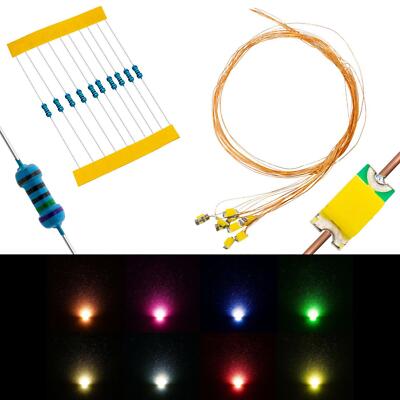 10x Superhelle LEDs SMD 0805 mit Kupferlackdraht 20cm + 12V Vorwiderstand